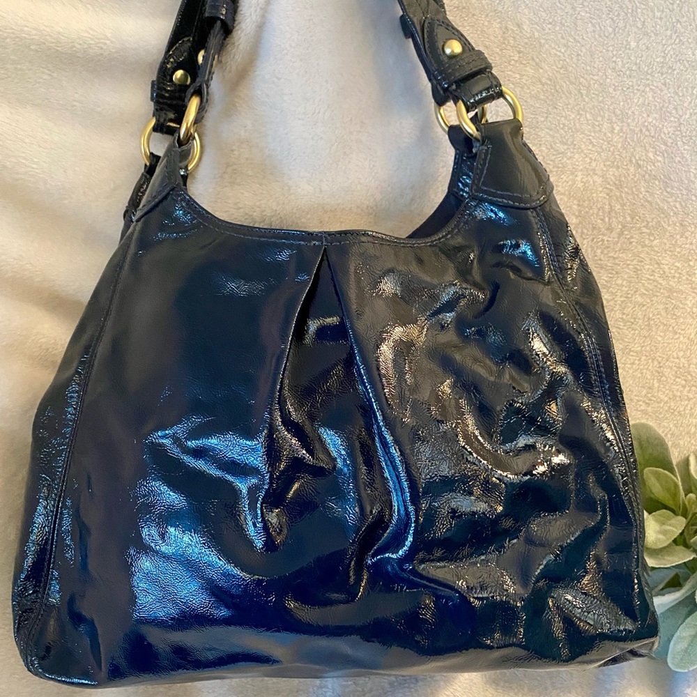 COPY - Coach Maggie Blue Patent Leather Shoulder Bag